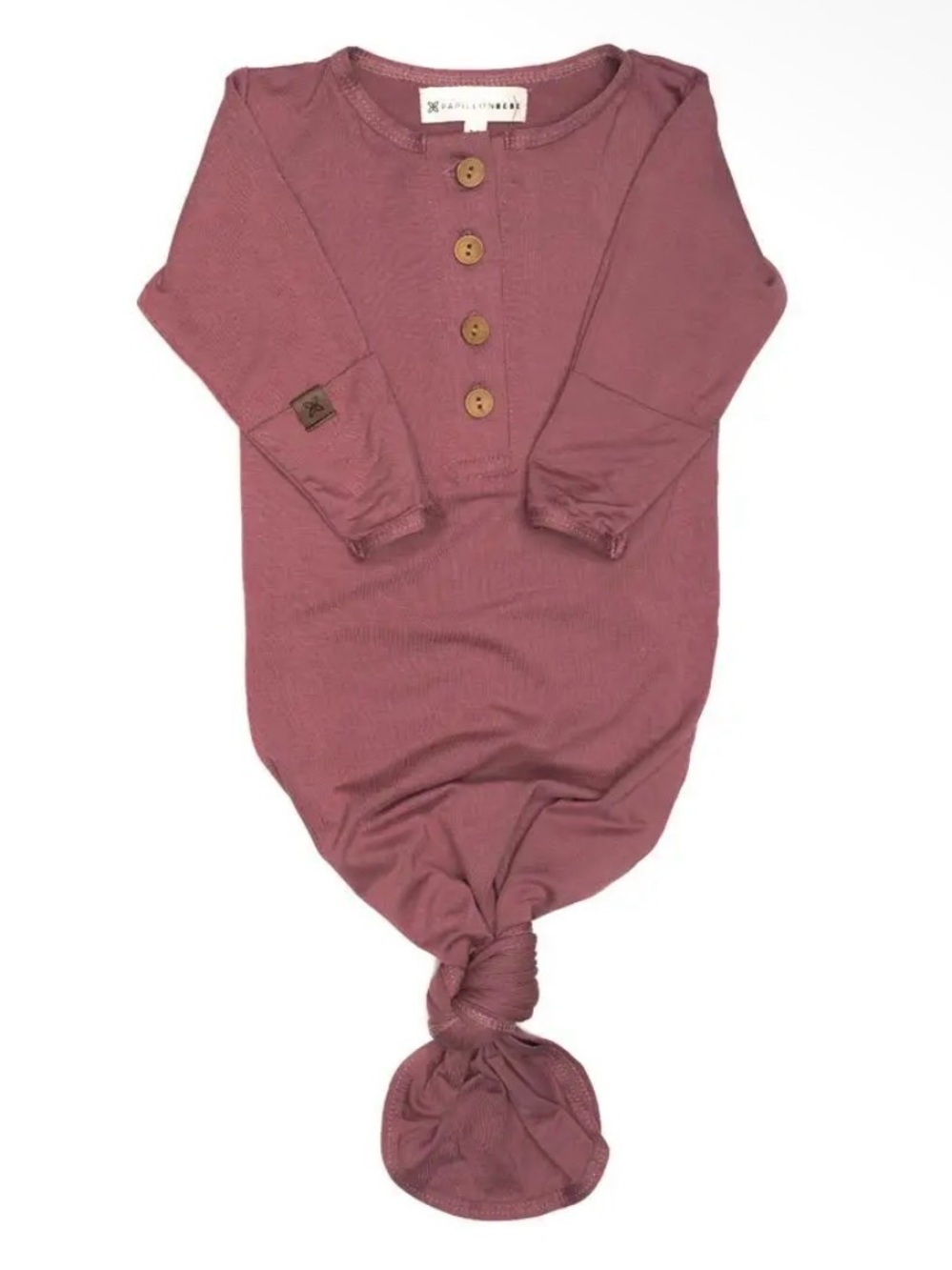 Papillon Blanc Mauve Long-Sleeve Knotted Sleep Gown & matching knotted hat